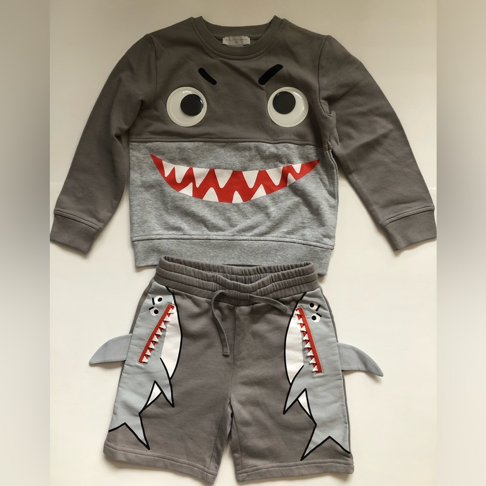 HTF NWOT Stella McCartney Shark Sweatshirt and Shorts Set